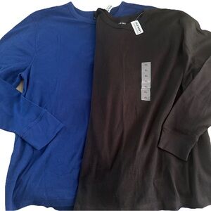 Old Navy Mens TWO Black/ Blue Long Sleeve Built In Flex Thermal Shirts XL (2)
